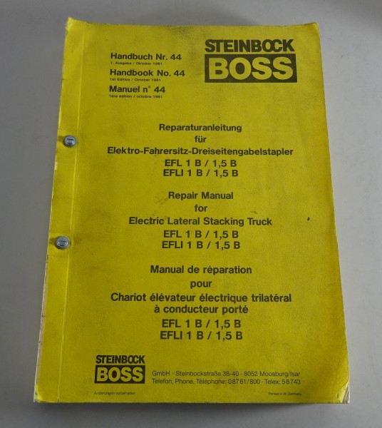 Werkstatthandbuch Steinbock BOSS EFL 1B / 1,5B, EFLI 1B / 1,5B Stand 10/1981