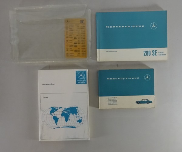 Bordmappe + Betriebsanleitung Mercedes Benz 280 SE Cabrio + Coupe W111 1968