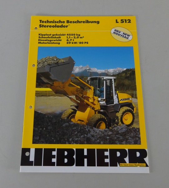 Prospekt / Broschüre Liebherr Radlader L 512 Technische Daten Stand 11/1998