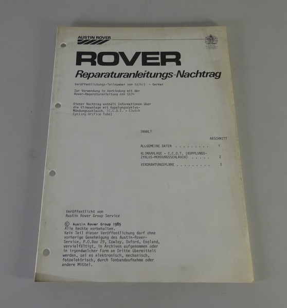 Werkstatthandbuch Rover SD1 Klimaanlage C.C.O.T. Stand 1985