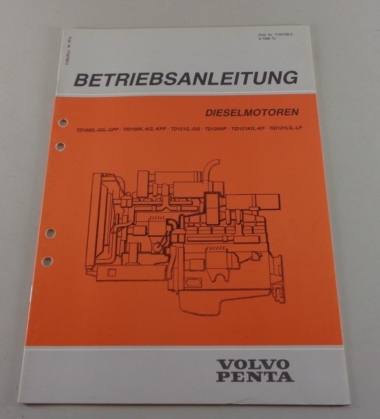 Betriebsanleitung Volvo Penta Dieselmotor TD100 G GG GPP TID100K etc von 2/1986