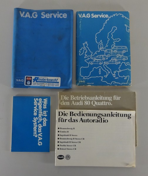 Bordmappe + Betriebsanleitung Audi 80 B2 Quattro Typ 85 Stand 11/1982