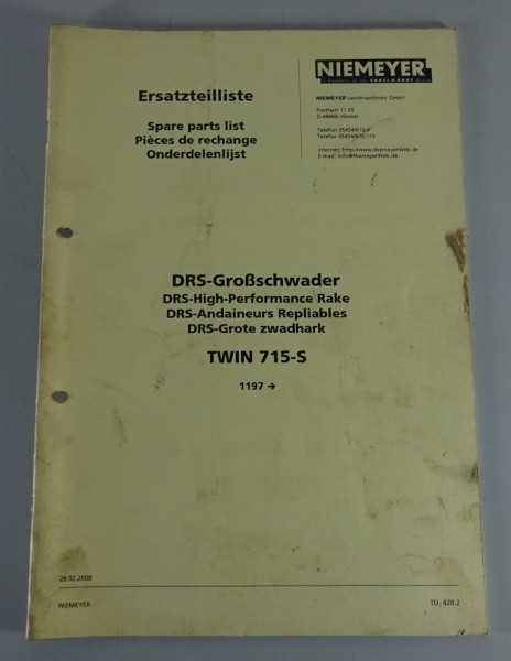 Teilekatalog / Spare Parts List Niemeyer DRS-Großschwader Twin 715-S ab 11/1997