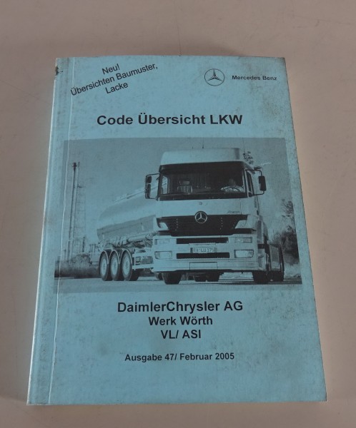 Code-Übersicht Ausstattung / Lacke Mercedes Benz LKW Actros / Atego / Axor 2005