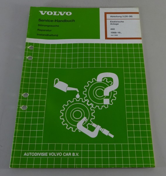 Werkstatthandbuch Volvo 440 Elektrische Anlage ab Baujahr 1988 Stand 07/1988