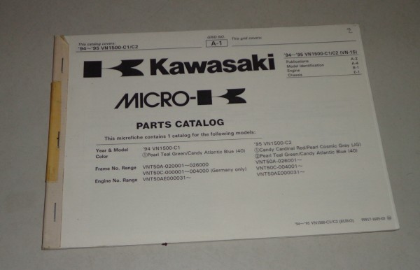 Teilekatalog / Ersatzteilliste / Parts List Kawasaki VN 1500 C 1 Stand 1994