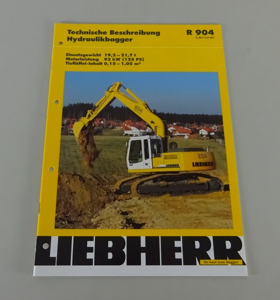 Prospekt Liebherr Hydraulikbagger R 904 Litronic Technische Daten Stand 02/2001