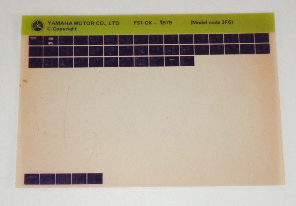 Microfich Parts Catalogue / Ersatzteilkatalog Yamaha FS 1 DX 79 Stand 1978