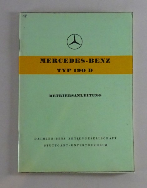 Betriebsanleitung / Handuch Mercedes W121 190 D Ponton Diesel von 11/1958