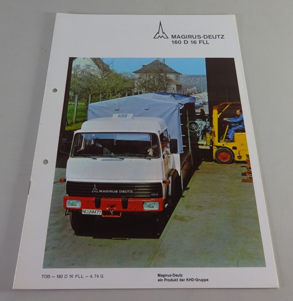 Prospekt / Broschüre Magirus-Deutz LKW 160 D 16 FLL Frontlenker Stand 04/1974