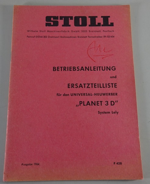 Teilekatalog / Betriebsanleitung Stoll Universal-Heuwerber Stand 1964