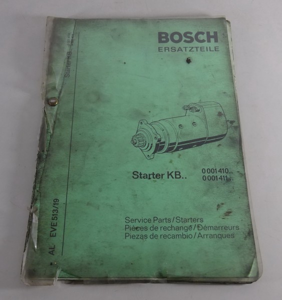 Teilekatalog Bosch Starter KB.. 0 001 410.. / 0 001 411.. von 10/1970