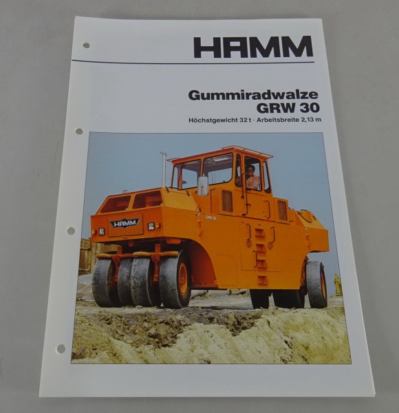 Prospekt / Broschüre HAMM Gummiradwalze GRW 30 Stand 02/1987
