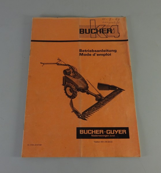 Betriebsanleitung / Handbuch Bucher Einachsschlepper K4 Stand 08/1966