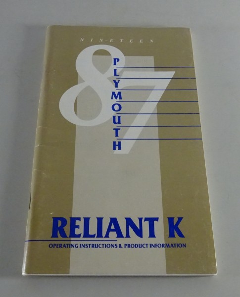 Owner´s Manual / Handbook Plymouth Reliant K Stand 1987