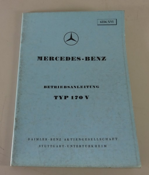 Betriebsanleitung / Handbuch Mercedes-Benz 170 V W136 von 03/1950