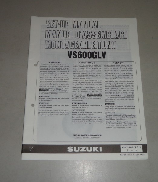 Montageanleitung / Set Up Manual Suzuki VS 600 GL Stand 05/1996