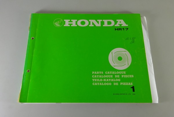 Teilekatalog / Parts Catalogue Honda Rasenmäher HR 17 Stand 1980