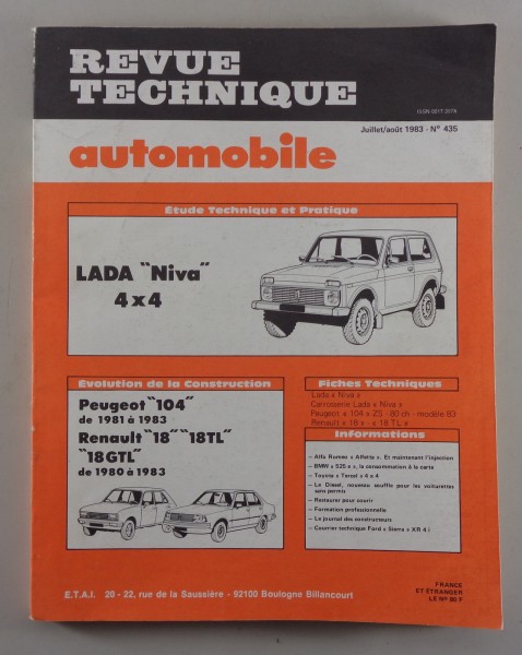 Reparaturanleitung Revue Technique Lada Niva / Peugeot 104 / Renault 18 1983