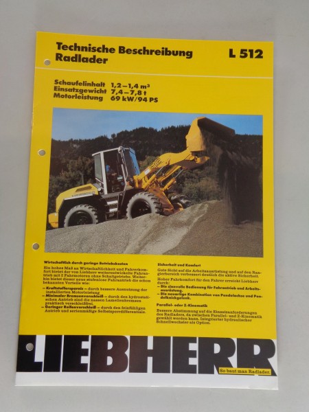 Datenblatt / Technische Beschreibung Liebherr Radlader L 512 Stand 01/1995