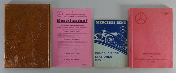 Bordmappe mit Betriebsanleitung Mercedes Benz 540 K W29, Original Stand 05/1937