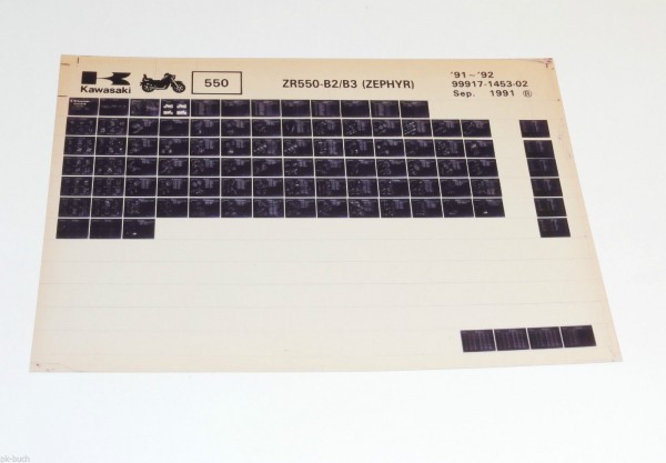 Microfich Teilekatalog Ersatzteile Kawasaki ZR 550 ZEPHYR Modelle 91 - 92, 09/1991