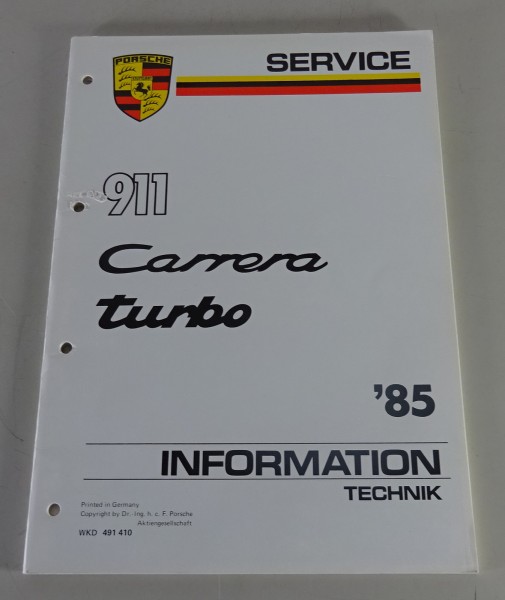 Werkstatthandbuch / Information Technik Porsche 911 Carrera 3.2 / 911 Turbo 1985