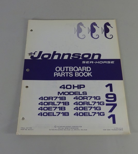 Teilekatalog OMC Johnson Outboards 40 PS Models von 1971