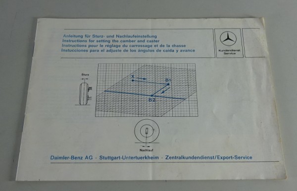 Werkstatthandbuch Sturz- und Nachlaufeinstellung Mercedes-Benz /8 W114 & W115